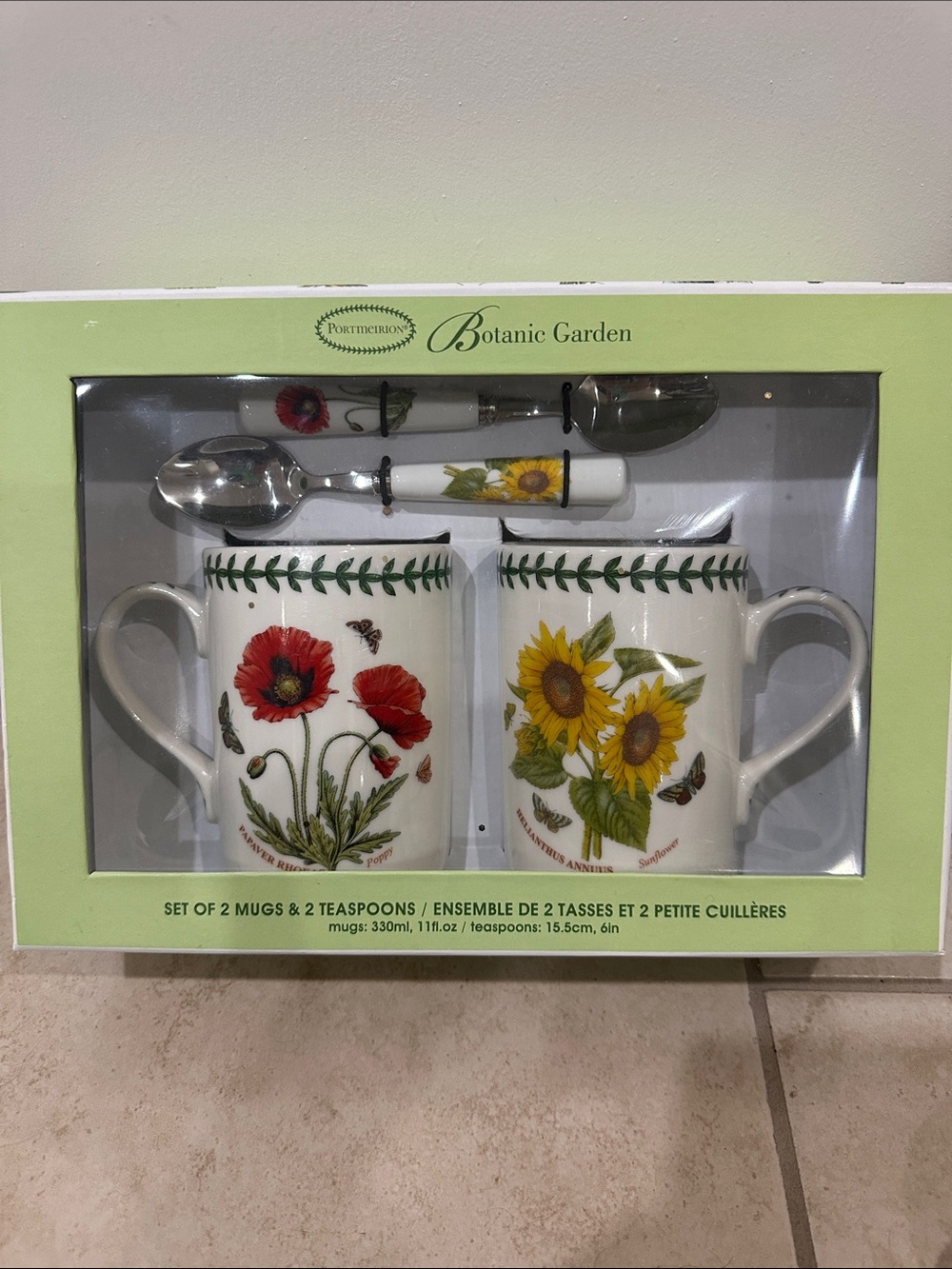 Portmeirion Botanic Garden Sunflower & Red Poppy Mug Gift Set - White
